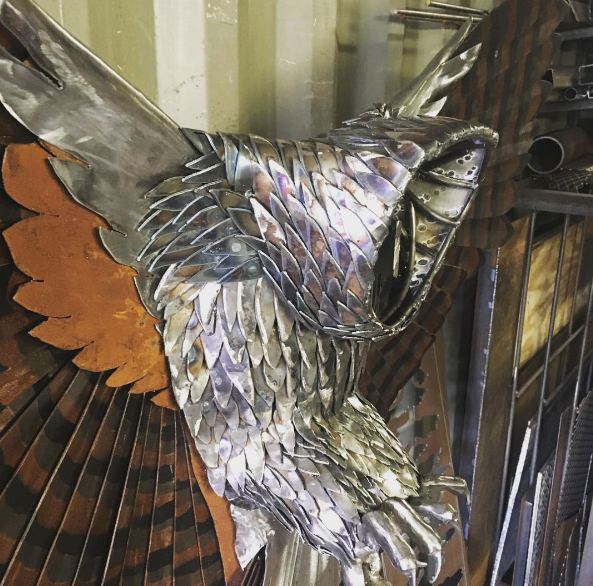 Horned Owl Metal Sculpturein Progression